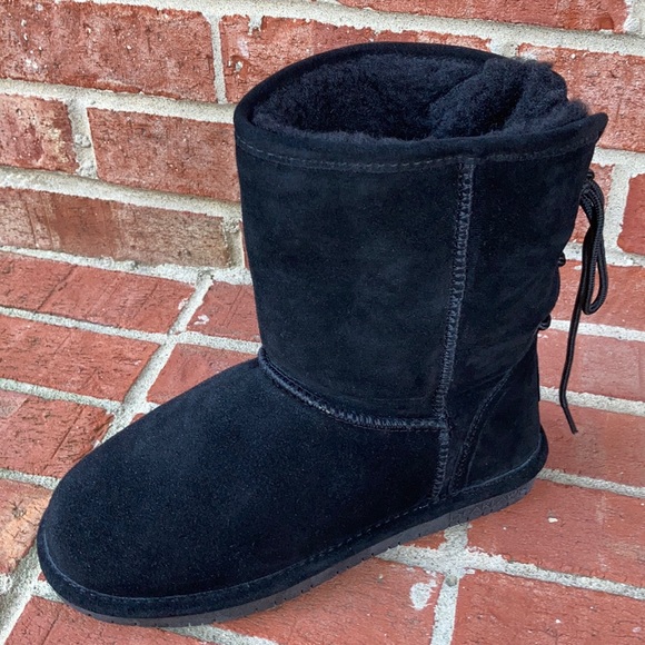 BearPaw Suede Leather Lacing Back Bootie Boots - Picture 3 of 11